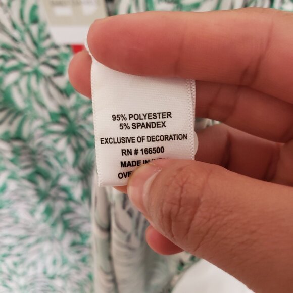 Emily Daniels Multicolor Green Floral Design Stretchy Shiny Flakes Plus Size 3X - Picture 5 of 15